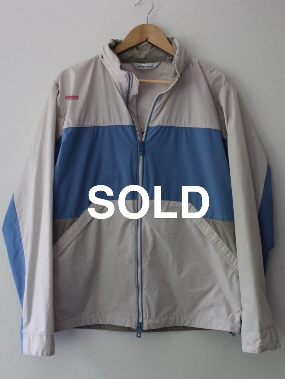 Peter Millar Sailing Windbreaker Large Stone/Blue/Tan